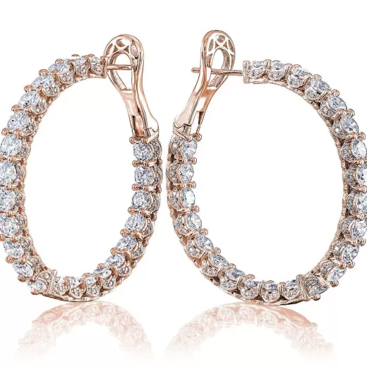 Shop Tacori Diamond Hoop Earrings 18Kt Rose Gold