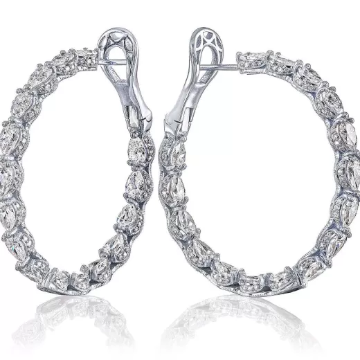 Cheap Tacori Diamond Hoop Earrings 18Kt White Gold