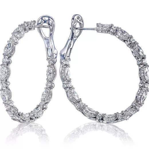 Best Sale Tacori Diamond Hoop Earrings 18Kt White Gold