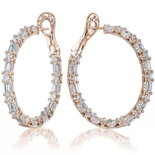 Hot Tacori Diamond Hoop Earrings 18Kt Rose Gold