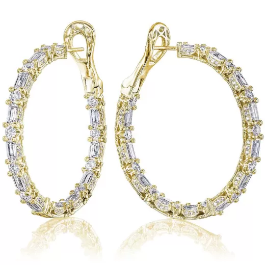 Clearance Tacori Diamond Hoop Earrings 18Kt Yellow Gold