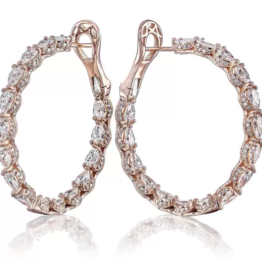 Online Tacori Diamond Hoop Earrings 18Kt Rose Gold