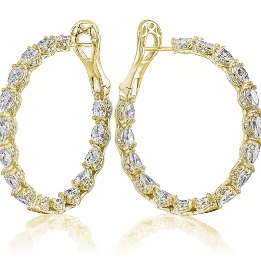 Best Tacori Diamond Hoop Earrings 18Kt Yellow Gold