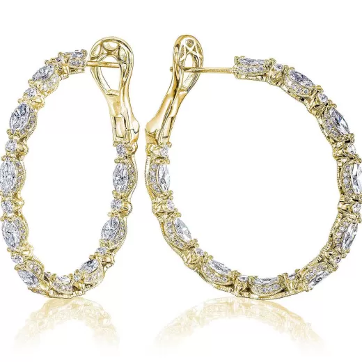 Outlet Tacori Diamond Hoop Earrings 18Kt Yellow Gold