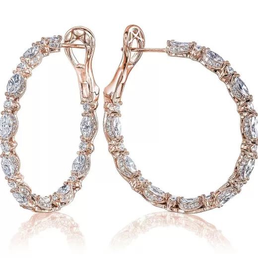 Sale Tacori Diamond Hoop Earrings 18Kt Rose Gold