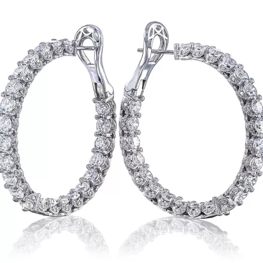 Hot Tacori Diamond Hoop Earrings 18Kt White Gold