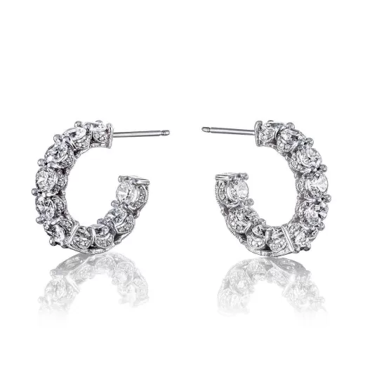 Shop Tacori Diamond Huggie Earrings 18Kt White Gold