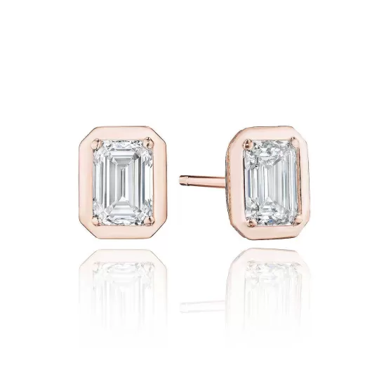 Flash Sale Tacori Emerald Diamond Stud Earring - 1.5Ct 18Kt Rose Gold