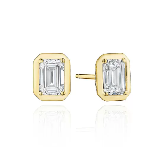 Online Tacori Emerald Diamond Stud Earring - 1.5Ct 18Kt Yellow Gold