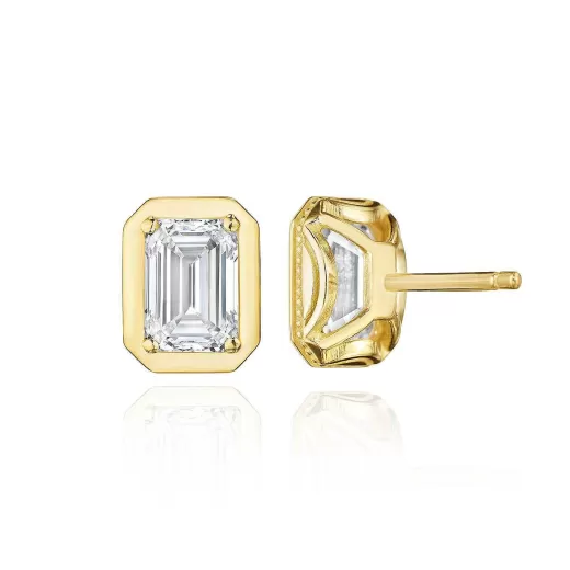 Online Tacori Emerald Diamond Stud Earring - 1.5Ct 18Kt Yellow Gold