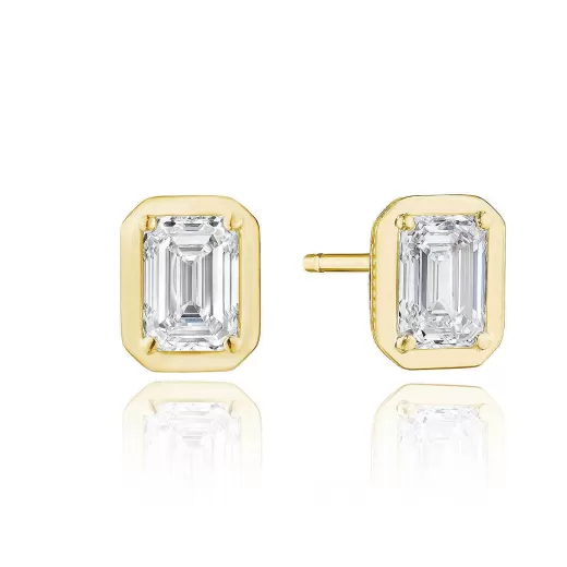 Best Sale Tacori Emerald Diamond Stud Earring - 1Ct 18Kt Yellow Gold