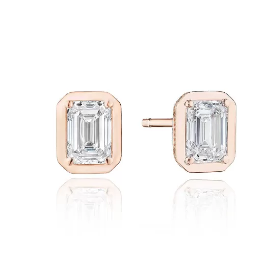 Cheap Tacori Emerald Diamond Stud Earring - 1Ct 18Kt Rose Gold