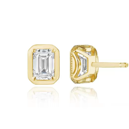 Best Sale Tacori Emerald Diamond Stud Earring - 1Ct 18Kt Yellow Gold