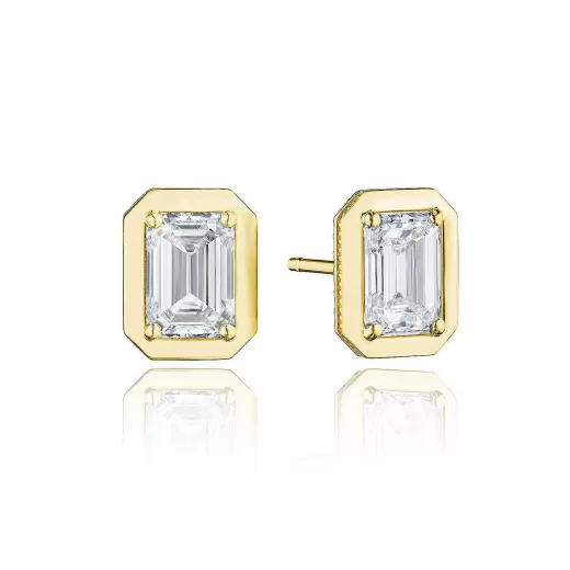 Cheap Tacori Emerald Diamond Stud Earring - 2.07Ct 18Kt Yellow Gold