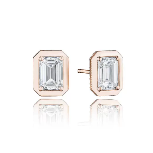 Store Tacori Emerald Diamond Stud Earring - 2.07Ct 18Kt Rose Gold