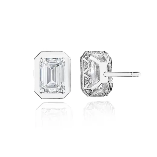 Outlet Tacori Emerald Diamond Stud Earring - 2.07Ct 18Kt White Gold