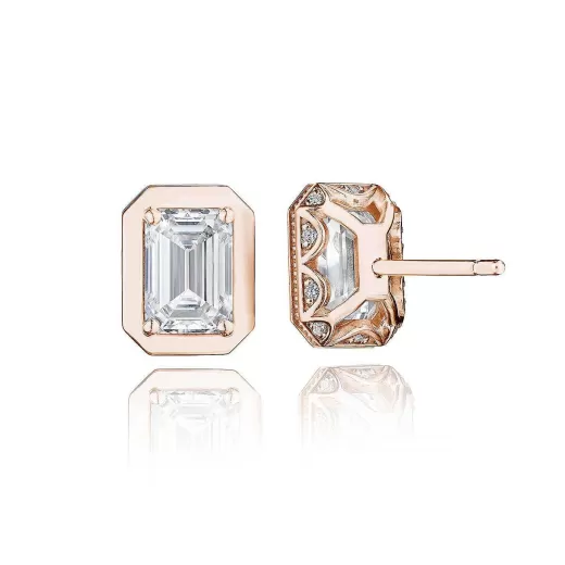 Store Tacori Emerald Diamond Stud Earring - 2.07Ct 18Kt Rose Gold