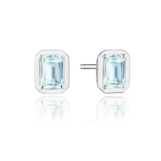 Discount Tacori Emerald Sky Blue Topaz Stud Earring - 1.4Ct 18Kt White Gold