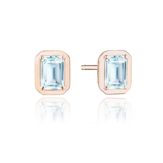 Outlet Tacori Emerald Sky Blue Topaz Stud Earring - 1.4Ct 18Kt Rose Gold