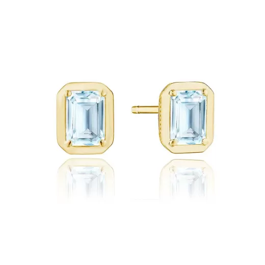 Shop Tacori Emerald Sky Blue Topaz Stud Earring - 1.4Ct 18Kt Yellow Gold