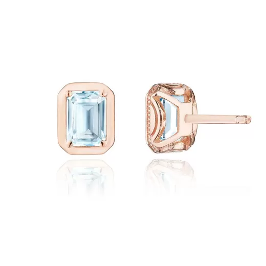 Outlet Tacori Emerald Sky Blue Topaz Stud Earring - 1.4Ct 18Kt Rose Gold