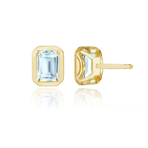 Shop Tacori Emerald Sky Blue Topaz Stud Earring - 1.4Ct 18Kt Yellow Gold