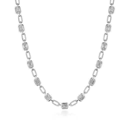 Hot Tacori Lab Grown Diamond Link Necklace 18Kt White Gold