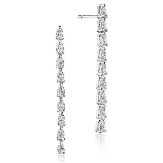 New Tacori Pear Diamond Drop Earrings In 18K White Gold 18Kt White Gold