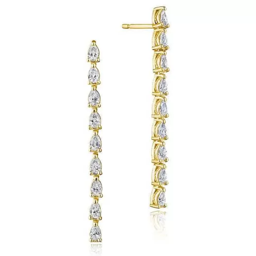 New Tacori Pear Diamond Drop Earrings In 18K Yellow Gold 18Kt Yellow Gold