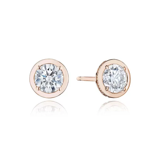 New Tacori Round Diamond Stud Earring - 1.5Ct 18Kt Rose Gold