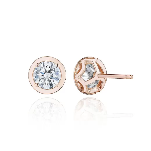 New Tacori Round Diamond Stud Earring - 1.5Ct 18Kt Rose Gold