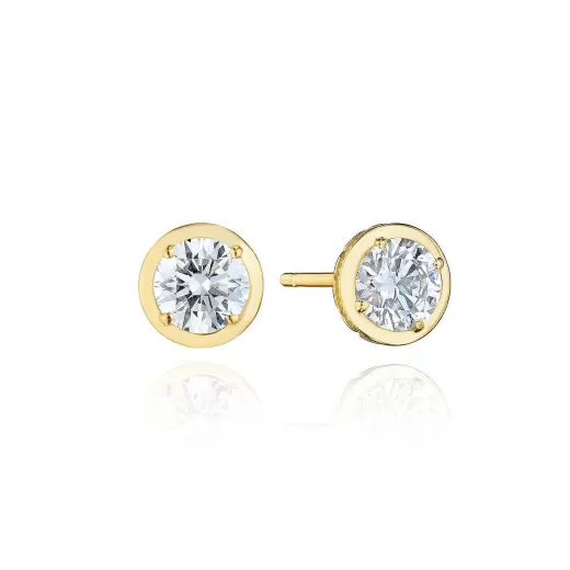 Fashion Tacori Round Diamond Stud Earring - 1Ct 18Kt Yellow Gold