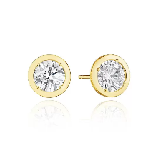 Fashion Tacori Round Diamond Stud Earring - 2.08Ct 18Kt Yellow Gold