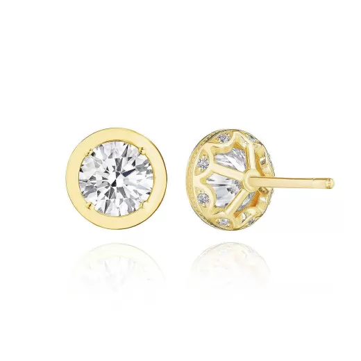 Fashion Tacori Round Diamond Stud Earring - 2.08Ct 18Kt Yellow Gold