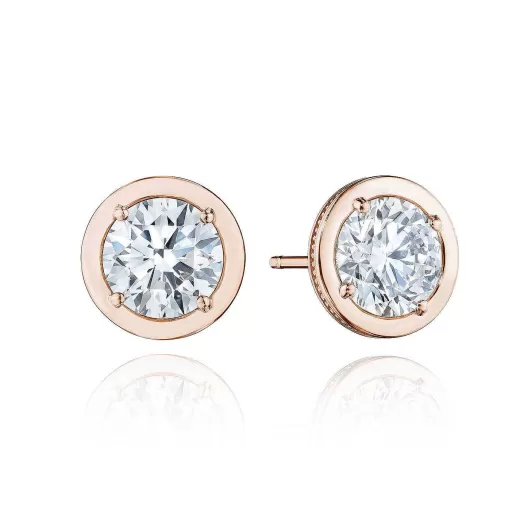 Sale Tacori Round Diamond Stud Earring - 3.08Ct 18Kt Rose Gold