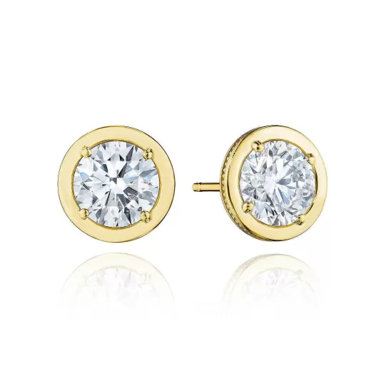 Online Tacori Round Diamond Stud Earring - 3.08Ct 18Kt Yellow Gold