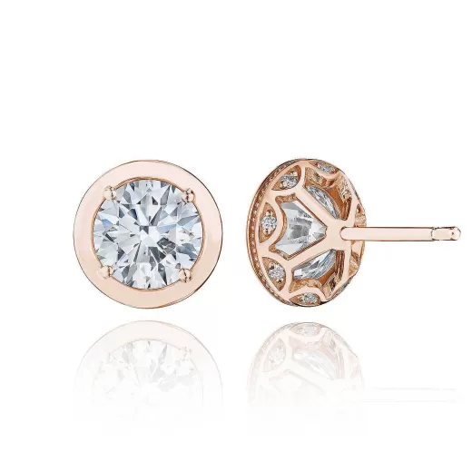 Sale Tacori Round Diamond Stud Earring - 3.08Ct 18Kt Rose Gold