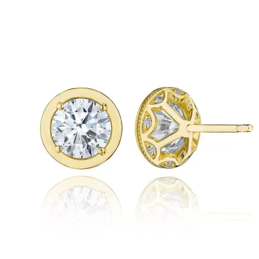 Online Tacori Round Diamond Stud Earring - 3.08Ct 18Kt Yellow Gold