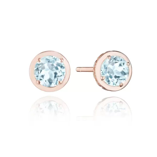 Cheap Tacori Round Sky Blue Topaz Stud Earring - 1.4Ct 18Kt Rose Gold