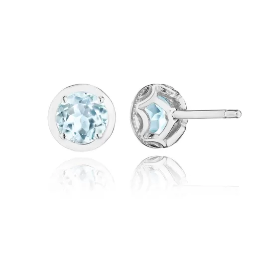 Shop Tacori Round Sky Blue Topaz Stud Earring - 1.4Ct 18Kt White Gold