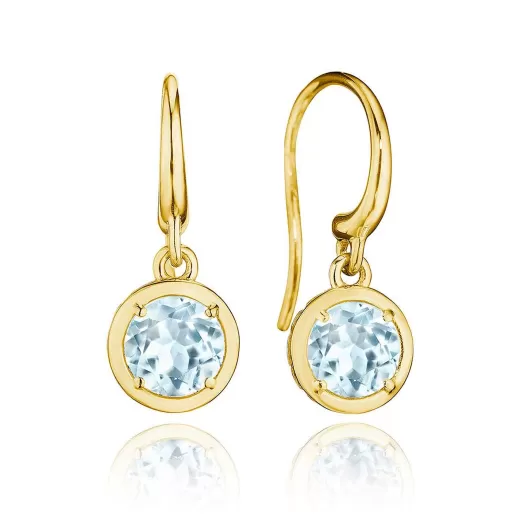 Fashion Tacori Sky Blue Topaz French Wire Earring - 1.4Ct 18Kt Yellow Gold