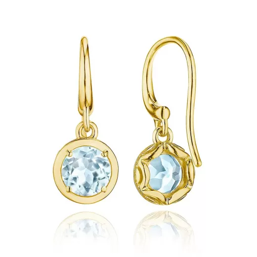 Fashion Tacori Sky Blue Topaz French Wire Earring - 1.4Ct 18Kt Yellow Gold