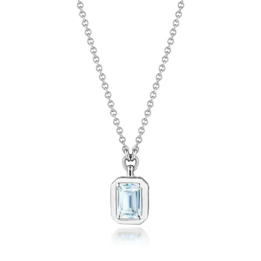 New Tacori Sky Blue Topaz Necklace - 0.7Ct 18Kt White Gold